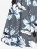 Plus Size Flowers Leaf Print Surplice Hawaii Cami Dress -  