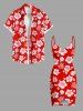 Plus Size Tropical Leaf Hibiscus Flower Print Hawaii Convertible Beach Cover Up -  
