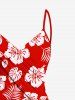 Plus Size Tropical Leaf Hibiscus Flower Print Hawaii Convertible Beach Cover Up -  