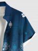 Chemise hawaïenne grande taille à imprimé ethnique et fleurs d'hibiscus et poches boutonnées pour homme - Bleu S