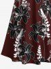 Robe longue hawaïenne grande taille à imprimé branches de fleurs et épaules dénudées, coupe trapèze croisée - Rouge Vineux XXS