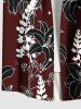 Plus Size Flower Branch Print Hawaii Button Pocket Shirt For Men -  