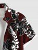Plus Size Flower Branch Print Hawaii Button Pocket Shirt For Men -  