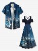 Plus Size Hibiscus Flower Ethnic Graphic Print Hawaii Cold Shoulder Crisscross A Line Maxi Dress -  