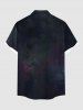 Plus Size Tropical Leaf Hibiscus Flower Print Hawaii Button Pocket Shirt For Men -  