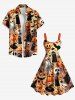 Plus Size Pumpkin Skull Ghost Wizard Spider Web Bat Print Halloween A Line Tank Dress -  