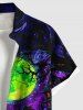 Chemise grande taille à imprimé citrouille, croix, arbre, lune, galaxie, Halloween, boutonnée et poche pour homme - Concorde 3XL