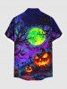 Chemise grande taille à imprimé citrouille, croix, arbre, lune, galaxie, Halloween, boutonnée et poche pour homme - Concorde 5XL