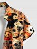 Plus Size Pumpkin Skull Ghost Wizard Spider Web Bat Print Halloween Button Pocket Shirt For Men -  