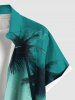 Plus Size Coconut Tree Sea Moon Print Hawaii Ombre Button Pocket Shirt For Men -  