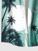 Plus Size Coconut Tree Sea Moon Print Hawaii Ombre Button Pocket Shirt For Men -  