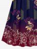 Robe caraco trapèze à imprimé floral et feuilles ombré grande taille, style hawaïen - Noir XS