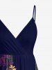 Plus Size Flower Leaf Ombre Print Hawaii Surplice A Line Cami Dress -  