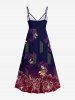 Plus Size Flower Leaf Ombre Print Hawaii Surplice A Line Cami Dress -  
