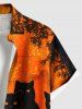 Plus Size Candle Cat Tree Print Halloween Button Pocket Shirt For Men -  