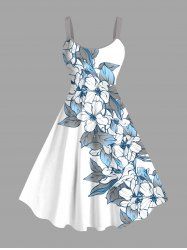 Robe débardeur hawaïenne grande taille à imprimé tropical et fleurs - Blanc XXS