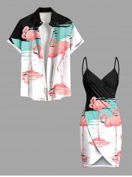 Flamingo Sea Print Plus Size Matching Hawaii Beach Outfit For Couples -  