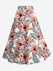 Tropical Leaf Hibiscus Flower Print Plus Size Matching Hawaii Beach Outfit For Couples -  