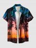 Matching Hawaii Shirt and Romper Plus Size Beach Outfit Coconut Tree Ombre Sky Oil Painting Printed for Couples -  