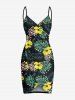 Tropical Leaf Hibiscus Flower Print Plus Size Matching Hawaii Beach Outfit For Couples -  