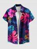 Tenue de plage hawaïenne assortie grande taille à imprimé feuilles tropicales et fleurs d'hibiscus pour couples - Bleu profond 