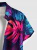 Tenue de plage hawaïenne assortie grande taille à imprimé feuilles tropicales et fleurs d'hibiscus pour couples - Bleu profond 