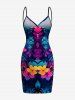 Tenue de plage hawaïenne assortie grande taille à imprimé feuilles tropicales et fleurs d'hibiscus pour couples - Bleu profond 
