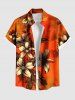 Tenue de plage hawaïenne assortie grande taille à imprimé feuilles et fleurs d'hibiscus pour couples - Orange 