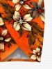 Tenue de plage hawaïenne assortie grande taille à imprimé feuilles et fleurs d'hibiscus pour couples - Orange 