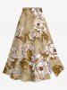 Flowers Leaf Print Plus Size Matching Hawaii Beach Outfit For Couples -  