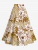 Flowers Leaf Print Plus Size Matching Hawaii Beach Outfit For Couples -  