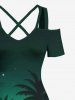 Coconut Tree Mountain Ombre River Glitter 3D Print Plus Size Matching Hawaii Beach Outfit For Couples -  