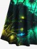 Coconut Tree Mountain Ombre River Glitter 3D Print Plus Size Matching Hawaii Beach Outfit For Couples -  