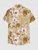 Plus Size Flowers Leaf Print Buttons Pocket Hawaii Shirt For Men -  
