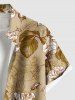 Plus Size Flowers Leaf Print Buttons Pocket Hawaii Shirt For Men -  
