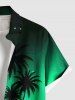 Plus Size Coconut Tree Mountain Ombre River Glitter 3D Print Buttons Pocket Hawaii Shirt For Men -  