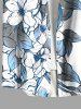 Plus Size Flowers Leaf Tropical Print Buttons Pocket Hawaii Shirt For Men -  