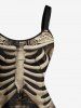 Plus Size Halloween Skulls Skeleton Print Tank Dress -  