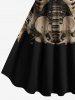 Plus Size Halloween Skulls Skeleton Print Tank Dress -  