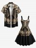 Plus Size Halloween Skulls Skeleton Print Tank Dress -  