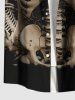 Plus Size Halloween Skulls Skeleton Print Buttons Pocket Shirt For Men -  