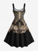 Plus Size Halloween Skulls Skeleton Print Tank Dress -  