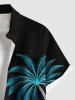 Chemise hawaïenne grande taille à imprimé cocotier, lune, galaxie, boutons et poches pour homme - Noir 3XL