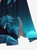 Plus Size Coconut Tree Moon Ombre Galaxy Print Split Hawaii Midi Dress -  