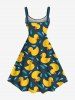 Plus Size Cute Duck Drop Print Hawaii A Line Tank Dress -  