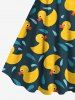 Plus Size Cute Duck Drop Print Hawaii A Line Tank Dress -  