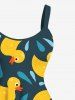 Plus Size Cute Duck Drop Print Hawaii A Line Tank Dress -  