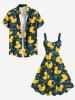 Plus Size Cute Duck Drop Print Hawaii A Line Tank Dress -  