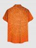 Plus Size Pumpkin Bat Spider Web Print Halloween Button Pocket Shirt For Men -  