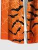 Plus Size Pumpkin Bat Spider Web Print Halloween Button Pocket Shirt For Men -  